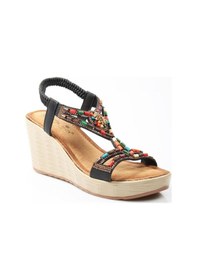 Resim Guja 24y156-2 Kadın Taşlı 8 CM Dolgu Topuklu Comfort Sandalet Siyah 