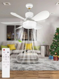 Resim Genel Markalar Tavan Vantilatörü 3 Renk Led Işık 3 Kademe Hız Modu Sessiz 5 Kanat Kumanda Sinek Kovar 
