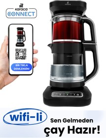 Resim Karaca Çaysever Robotea Pro Connect 4 in 1 Konuşan Otomatik Cam Çay Mama ve Filtre Kahve Makinesi Wİ-Fİ 
