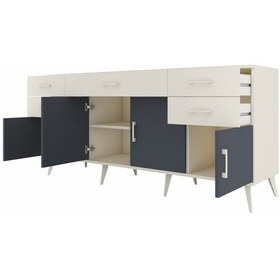 Resim Hyperion Konsol Tek Raflı 5 Çekmeceli 4 Kapaklı 176x44x83 Aytaşı-antrasit/aytaşı Antrasit/aytaşı 