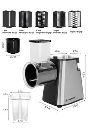 Resim HARLEM 1500W 6 Başlıklı Çok Fonksiyonlu Sebze ve Meyve Doğrayıcı + Patates Dilimleyici Rondo 