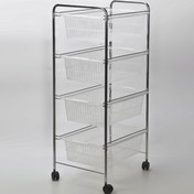 Resim Tekno-tel 4 Katlı Plastik 32x43x80 cm Çekmeceli Sebzelik Gri-Şeffaf 