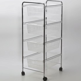 Resim Tekno-tel 4 Katlı Plastik 32x43x80 cm Çekmeceli Sebzelik Gri-Şeffaf 