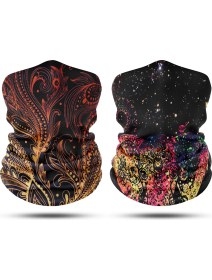 Resim Dair Aksesuar Altın Yaprak - Şans Fili Desenli 2'li Set Boyunluk Bandana Outdoor Balaklava Yüz Maskesi Kafa Bandı 