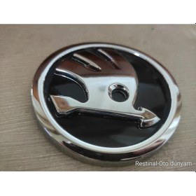 Resim Skoda Octavia A5 Yeti Rapid Roomster 90 Mm Çift Bantlı Krom Logo Ön Panjur Arması 