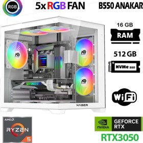 Resim Xaser Narnia X60 Ryzen 5 5500 16GB Ram 512GB M.2 Nvme SSD RTX3050 Masaüstü Oyuncu Bilgisayarı 