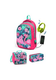 Resim Coral High Kız Çocuk Narçiçeği Flamingo 3'lü Çanta Takımı - Usb S 
