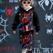 Resim Erkek Çocuk Moda Spor Kıyafeti; Erkek Çocuk Günlük Takım Elbise; Spider-Man, Açık Hava İçin Mükemmel 