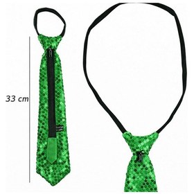 Resim Yeşil Renk Pul Payetli Işıltılı Parti Kravatı 33 Cm - Elm-01-763809 