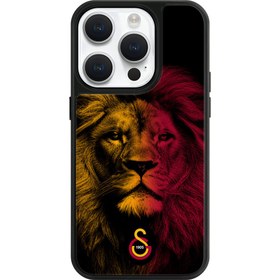 Resim Galatasaray Sarı Kırmızı Parçalı Aslan Cam Telefon Kılıfı - iPhone 15 Pro 