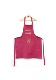 Resim Mutfak Önlüğü Kişiye Ve İsme Özel Nakışlı Mutfak Önlüğü Kelebek01 Farklı Renkler Bordo 