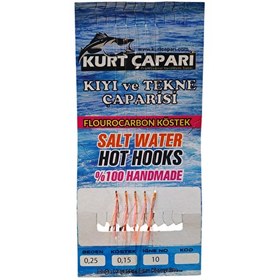 Resim Kurt Çapari 10 Numara 5 İğneli UV Turuncu Simli 0.25 Beden 0.15 Kısa Köstek 