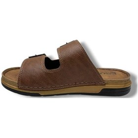 Resim Enova M253-0202-26 Deri Anatomik Soft Çift Bant Erkek Terlik Taba 