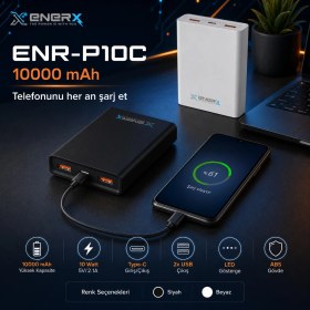 Resim Enerx ENR-P10C 10.000 mAh 2.1A Powerbank Siyah 