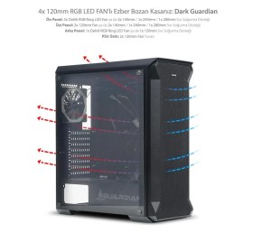 Resim Rory Dark Guardian 4X12CM Dual Rgb Fan Usb3.0 T-Glass Atx Oyuncu Kasası 