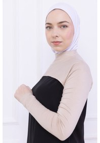 Resim Loggia Balıkçı Yaka Boyunluklu Kolluk Bej - Likralı Dik Yakalı Kadın Body Tesettür Crop Bolero Bej 