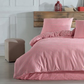 Resim Mini Kare Pembe %100 Pamuk Ranforce Battal Boy Nevresim Takımı 