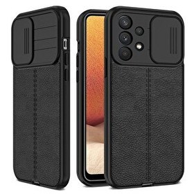Resim Smcase Samsung Galaxy A13 4g Kılıf Lensi Kamera Korumalı Deri Dokulu Silikon Siyah 