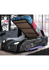 Resim Arabalı Yatak, Audi Bazalı Kapıları Açılabilen Koltuklu Full Ledli Arabalı Yatak 