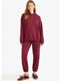 Resim Defacto Basic Düz Cepli Beli Bağcıklı Kalın Jogger Eşofman Altı F9622ax25aubr115 Bordo 