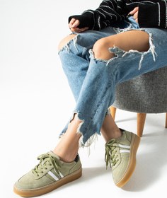 Resim Getcho Moneas Kadın Hakiki Süet Deri Yeşil Spor Ayakkabı 