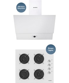 Resim KUMTEL Beyaz 2'li Ankastre Cam Set (Ocak-Davlumbaz) 