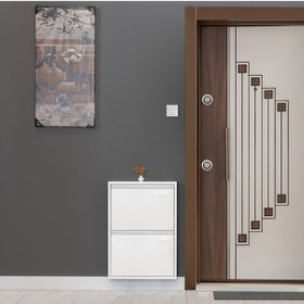 Resim Kaser Metal 2'Li Metal Ayakkabılık Beyaz 