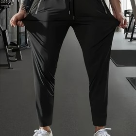 Resim 3 Renk Erkekler için Buz Kaygan Lifli Jogger Pantolon - Nefes Alabilen Yüksek Esneklikte Fermuarlı Cepli, Düz Paça Tasarım Spor, Dış Mekan ve Günlük Kullanım İçin Koşu Pantolonları, Antrenman Kıyafeti, Dayanıklı Yapı, Aktif Stil Atletik Pantolon 