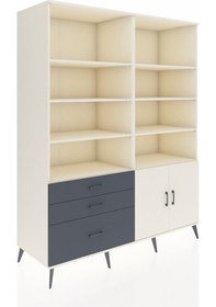 Resim Kronos Gardrop 9 Raflı 3 Çekmeceli 2 Kapaklı 176x59x221 Aytaşı-aytaşı/antrasit Aytaşı/antrasit 