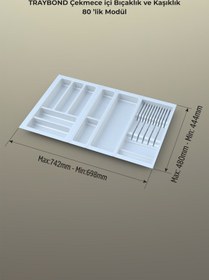 Resim Çekmece Içi Kaşıklık Ve Bıçaklık Düzenleyici Beyaz, 74x48 Yandan Ve Boydan 4cm Kesilebilir Beyaz 