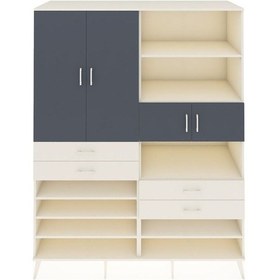 Resim Kronos Gardrop 11 Raflı 4 Çekmeceli 4 Kapaklı 176x59x221 Aytaşı-antrasit/aytaşı Antrasit/aytaşı 