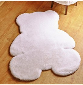 Resim Yıkanabilir Kaymaz Taban Post Peluş Çocuk Halısı Beyaz 