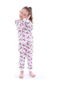 Resim %100 Pamuk Paw Patrol Desenli Uzun Kollu Kız Çocuk Pijama Takımı 3,4,5,6,7,8 Yaş Pembe - Beyaz 