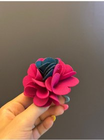 Resim 2 Renkli Kabartma Çiçek Kadın Broş Yaka Türban İğnesi 7 x 7 CM Pembe 