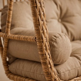 Resim Bürosaray 2 Kişilik Rattan Görünümlü Bahçe Balkon Salıncağı Minderli Geniş Oturumlu Teras Veranda Dış Mekan Salıncak 