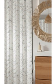 Resim Jackline Banyo Duş Perdesi Mermer Desenli Duş Perde Su Geçirmez Banyo Perdeleri Polyester Kumaş Duş Perdesi 