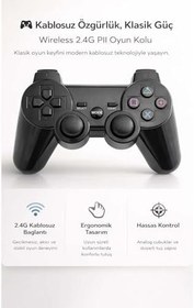 Resim PS2 ve PS1 Uyumlu Kablosuz Oyun Kolu - 2.4G Wireless Analog Dualshock Gamepad - Siyah 