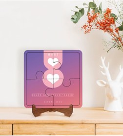 Resim Bk Gift Kişiye Özel Isimli Kadınlar Günü Tasarımlı Ahşap Standlı Puzzle Çerçeve-7 