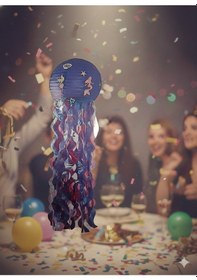 Resim 30 Cm Deniz Kızı Temalı Püsküllü Stickerlı Mor Japon Feneri Parti Dekoru Diğer 