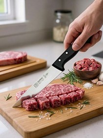 Resim Sürbisa 61015 Kuşbaşı Et Kasap Bıçağı 29.5 CM Pimli Et Kesim Kemik Sıyırma Doğrama Mutfak Bıçağı 