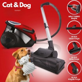 Resim Nice Forever C5 Turbo Başlıklı Cat&dog 900W Çift Turbo Fırçalı Toz Torbasız Elektrikli Süpürge 