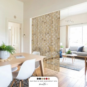 Resim Makta ® Perde Paravan | Lazer Kesim Ahşap Sarkıt Seperatör, 4'lü Panel Levha Seti 