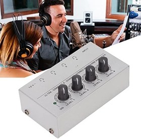 Resim Ultra Kompakt Kulaklık Amplifikatörü, Kulaklık Amplifikatörü Taşınabilir Stereo 100-240V Sahne Için 4 Kanal Metal (AB Tak Maksimum 30W) 