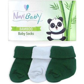 Resim Novibaby 3'lü Bambu Yenidoğan Bebek Çorabı I Nature I 0-6 ay "Karışık Renkli" 