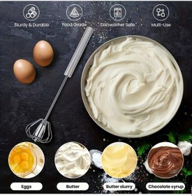 Resim Pratik Paslanmaz Çelik Büyük Basmalı Otomatik Çırpıcı Metal Çırpıcı 1 Adet Uzunluk 30 Cm Gümüş - Gri 