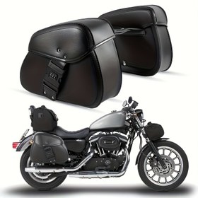 Resim 1 Çift Siyah Yan Çantası Şifre ve Tek Tokalı Motosiklet, Motosiklet Modifikasyonu Binicilik Çantası, Süspansiyon Çantası 