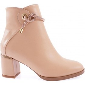 Resim Dgn 407 Kadin Siler Taş İpli Yandan Fermuarli Topuklu Bot 407-1423-R12632 Ten Rengi 