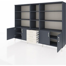 Resim Hyperion Dolap 11 Raflı 3 Çekmeceli 4 Kapaklı 220x44x163 Antrasit Antrasit-antrasit/aytaşı 