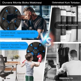 Resim Ensiga Boks Makinesi Akıllı Boks Standı Müzikli Eldivenli Yetişkin Çocuk Egzersiz Boks Spor Ekipmanı 