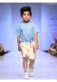 Resim Erkek Bebek Desenli Şortlu Takım-15853 Mavi 